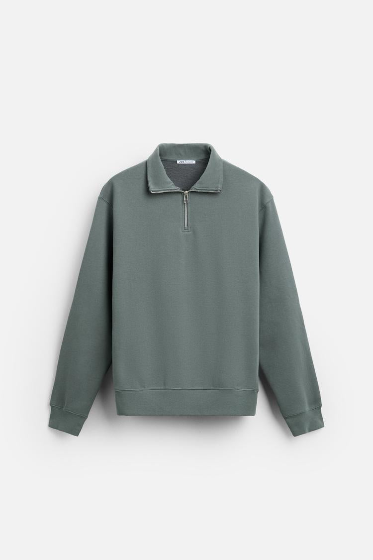 Sweat a zip sur le col - Gris Moyen