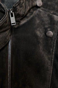 BLOUSON DE MOTARD 100% CUIT DAIM BOUTONS REVÊTUS