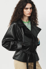 BLOUSON EN MATIÈRE SYNTHÉTIQUE AVEC CEINTURE