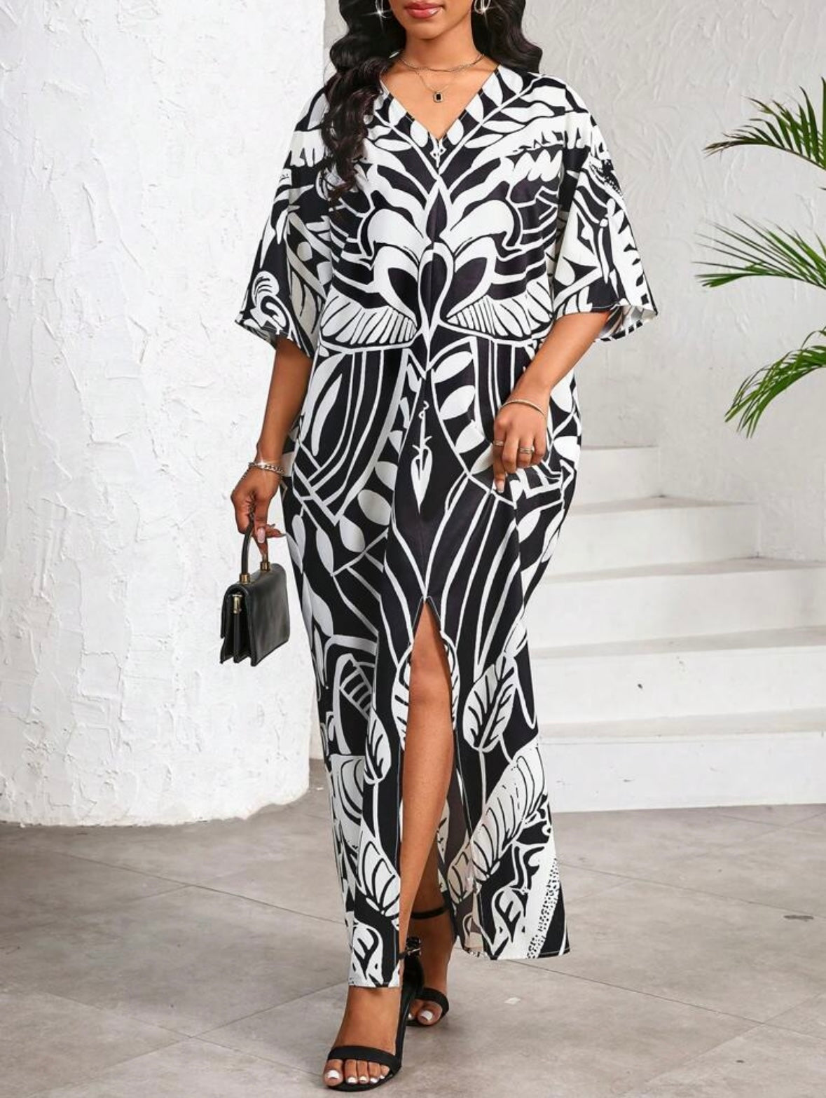 Robe élégante - Noir / Blanc
