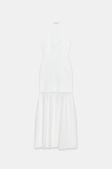 ROBE LONGUE HALTER EN MAILLE BIMATIÈRE