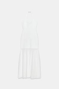 ROBE LONGUE HALTER EN MAILLE BIMATIÈRE