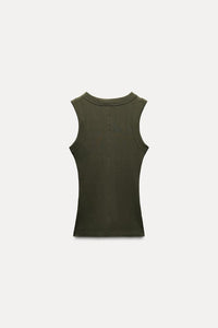 T-shirt a rib large - Noir