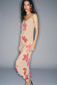 ROBE MI-LONGUE DRAPÉE À FLEURS