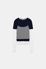 T-SHIRT EFFET TRIPLE À MANCHES LONGUES