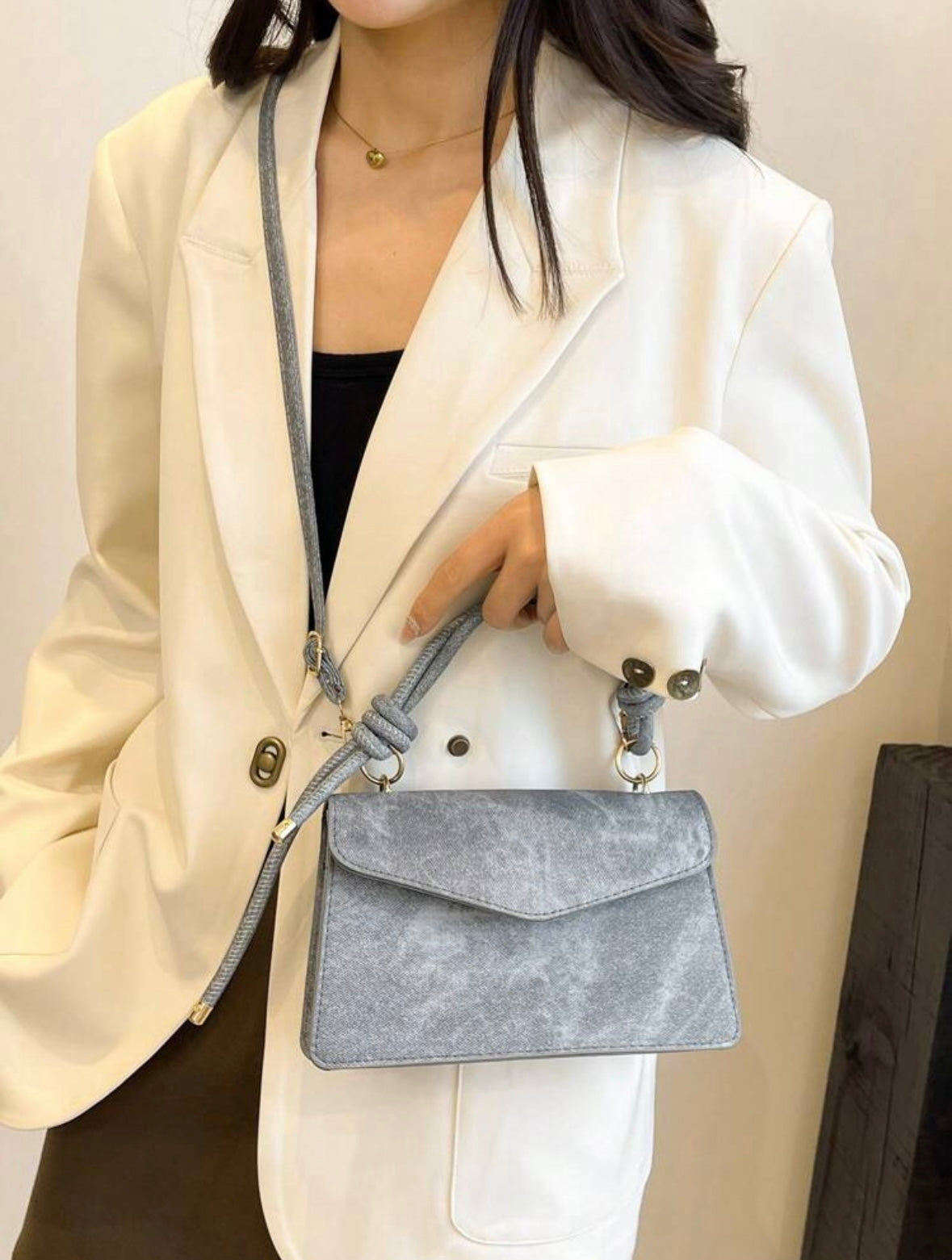 Sac à main avec ceinture décorative - Bleu Azur