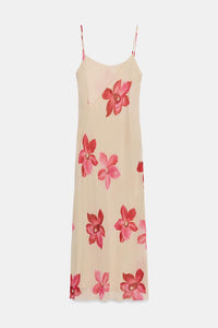ROBE MI-LONGUE DRAPÉE À FLEURS