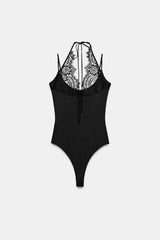 BODY HALTER AVEC DENTELLE COMBINÉE
