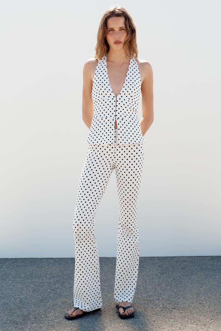 PANTALON FLARE STRETCH À POIS