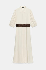 ROBE MI-LONGUE EN LIN AVEC CEINTURE