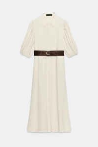 ROBE MI-LONGUE EN LIN AVEC CEINTURE