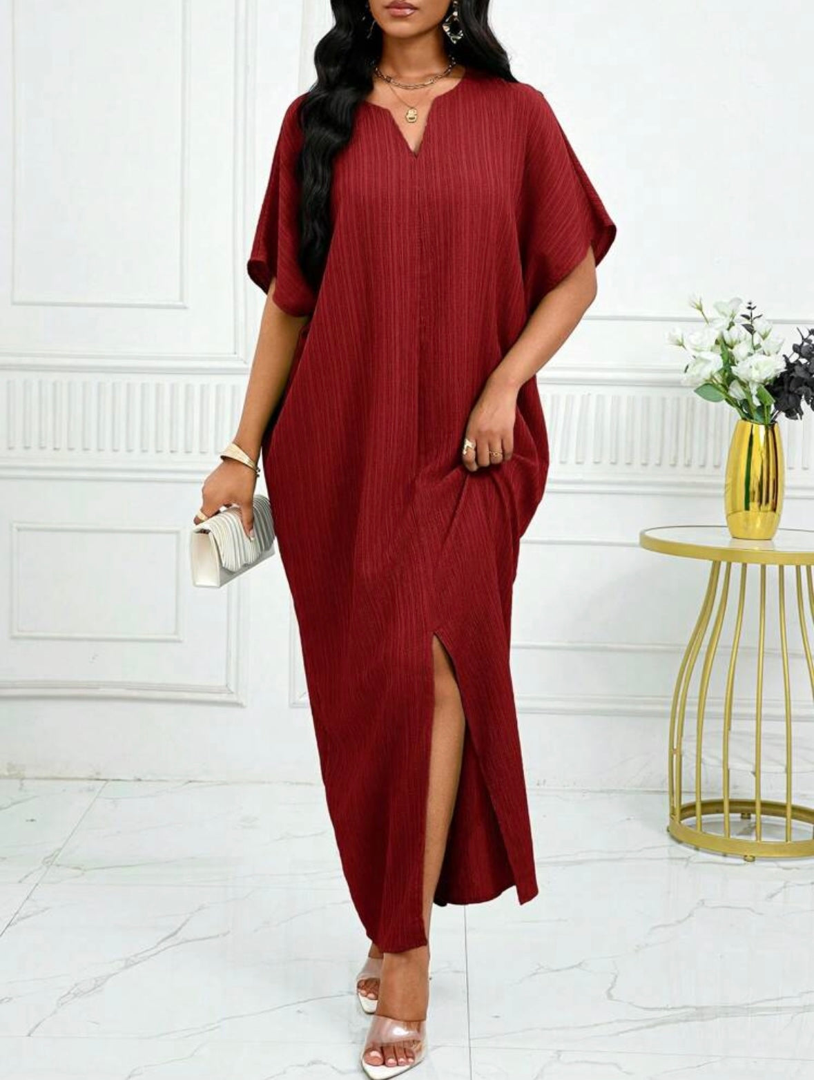 Robe caftan - Rouge foncé