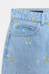 SHORT Z1975 EN JEAN BRODERIES FLEURIES ENSEMBLE
