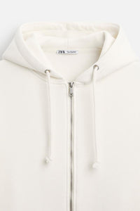 Sweat à capuche zip - Blanc Cassé
