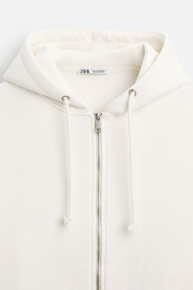 Sweat à capuche zip - Blanc Cassé