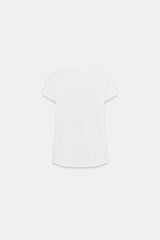 T-SHIRT CÔTELÉ MANCHES COURTES BRODÉ