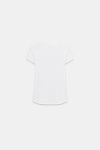 T-SHIRT CÔTELÉ MANCHES COURTES BRODÉ
