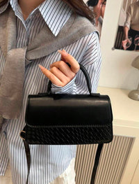 Sac à main à texture tressée - Noir