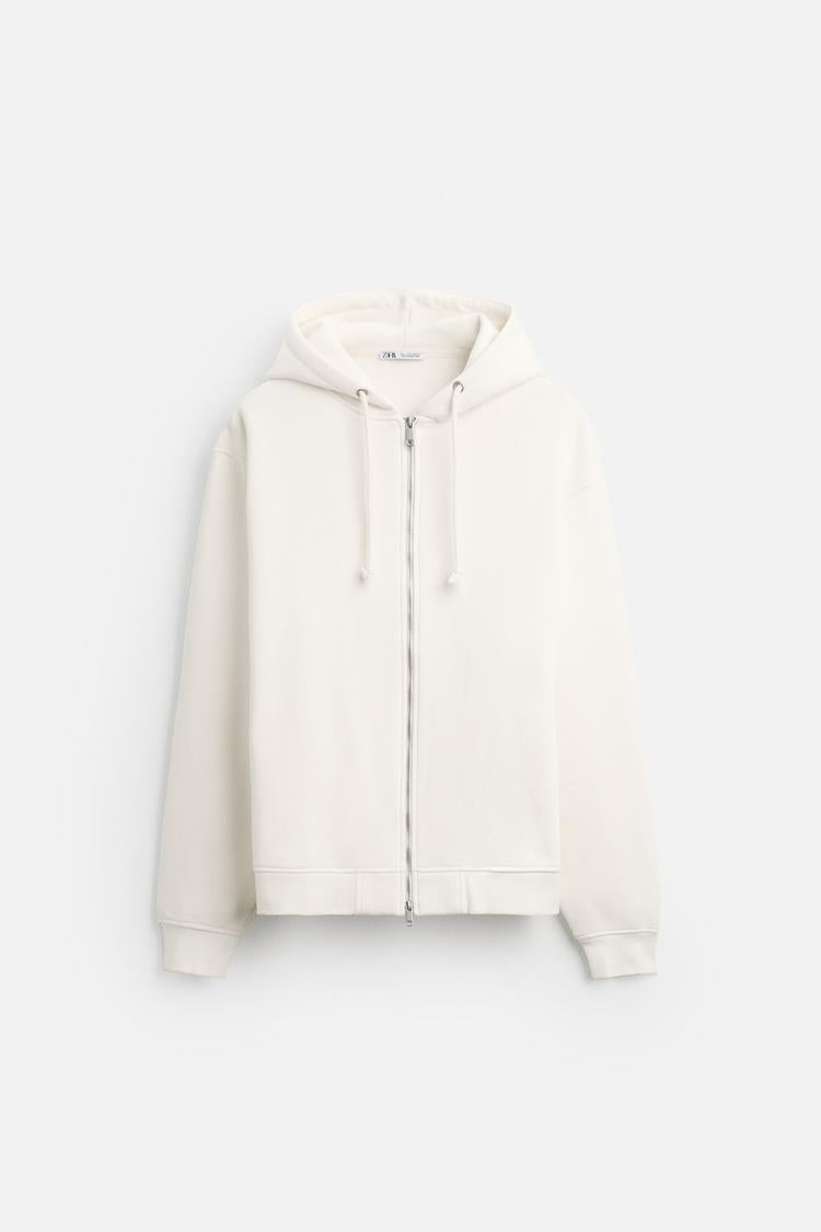 Sweat à capuche zip - Blanc Cassé