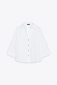 CHEMISE EN POPELINE À MANCHES AMPLES