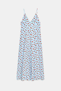 ROBE MI-LONGUE EN POPELINE IMPRIMÉE FRAISES