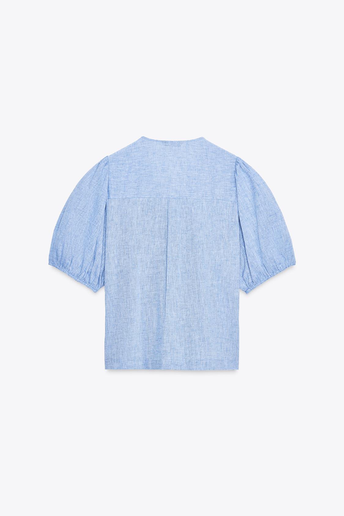 BLOUSE À LACETS AVEC LIN