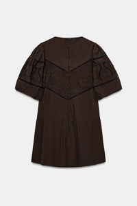 ROBE COURTE EN POPELINE BRODÉE