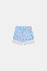 SHORT À RAYURES ET DENTELLE