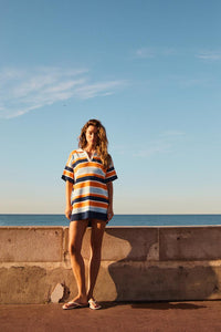 ROBE POLO EN MAILLE À RAYURES