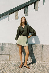 CHEMISE MANCHE LARGE AVEC LIN