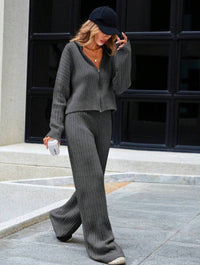 Ensemble Cardigan Zippé 2 pièces - Gris foncé