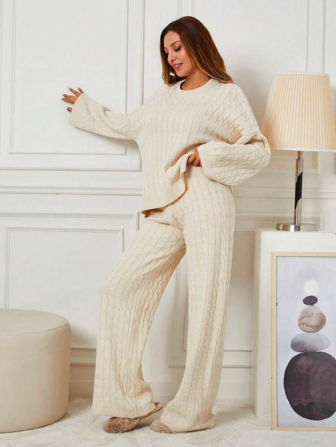 Ensemble pull 2 pièces Top manches longues - Beige
