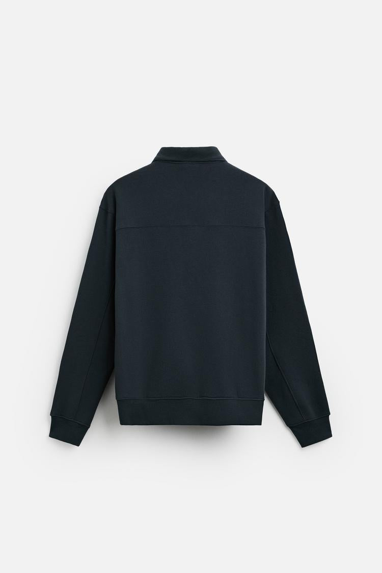 Sweat a zip sur le col - Gris bleu