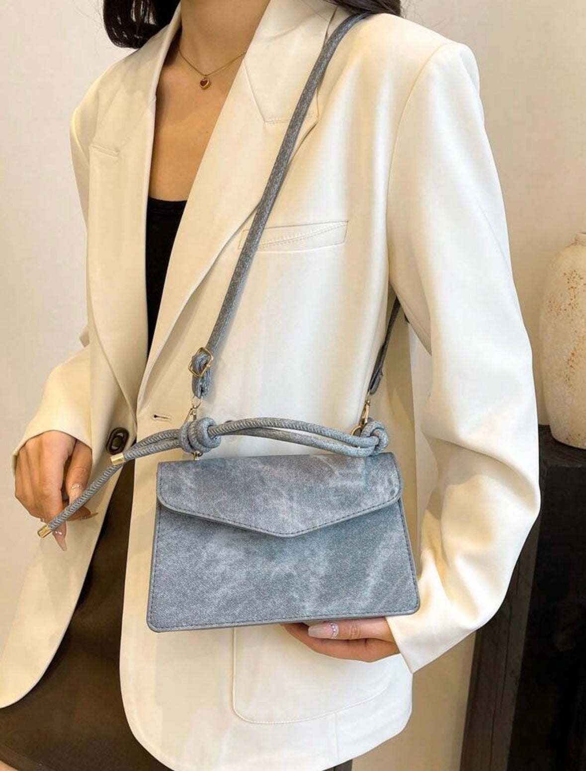 Sac à main avec ceinture décorative - Bleu Azur