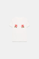 T-SHIRT MANCHES COURTES IMPRIME FLEUR