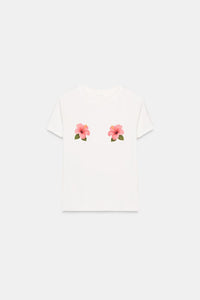 T-SHIRT MANCHES COURTES IMPRIME FLEUR