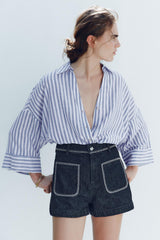 CHEMISE MANCHE LARGE AVEC LIN