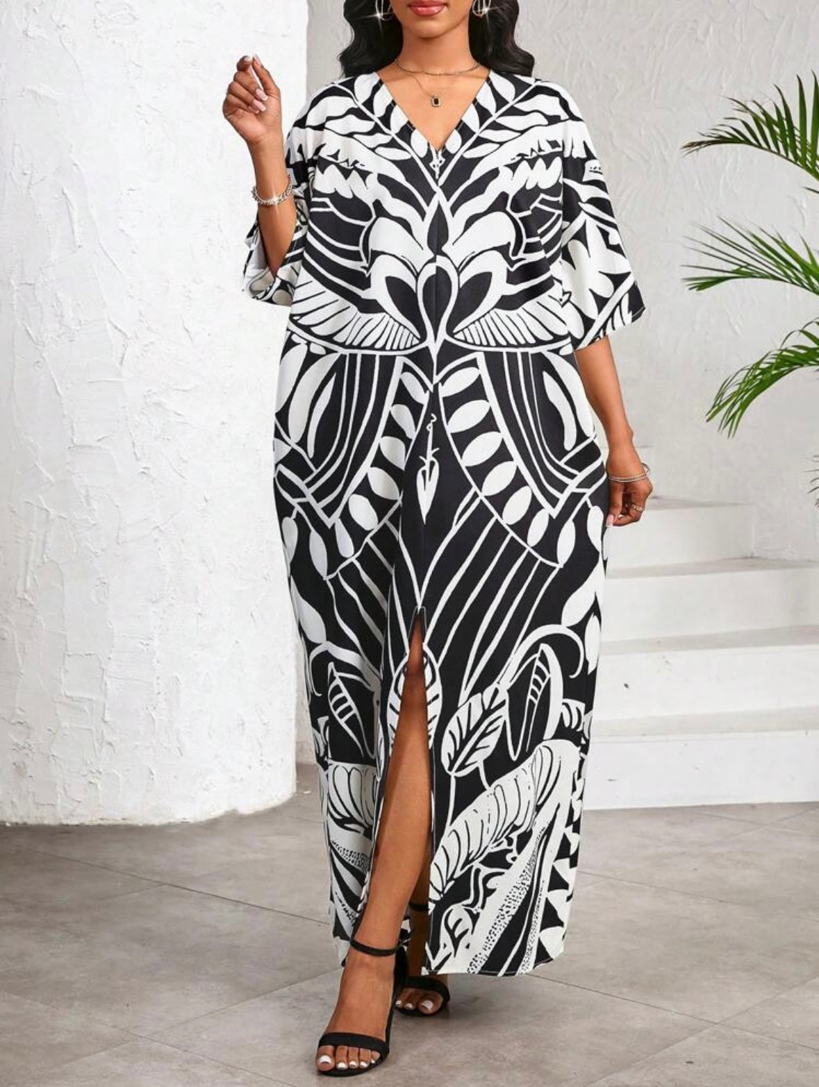 Robe élégante - Noir / Blanc