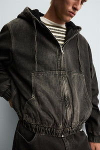 VESTE DÉLAVÉE À CAPUCHE