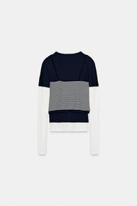 T-SHIRT EFFET TRIPLE À MANCHES LONGUES