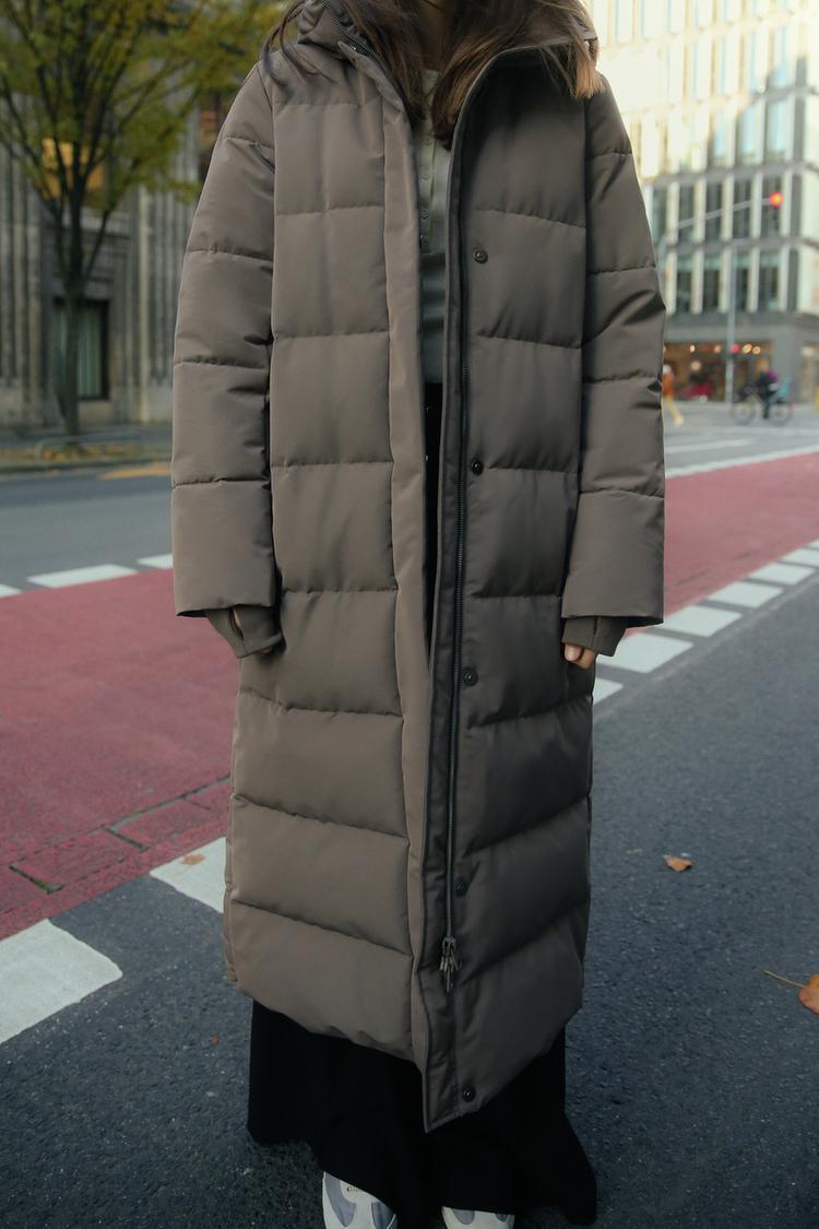 Doudoune longue verte à capuche imperméable  et coupe vent - Vison