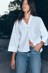 CHEMISE EN POPELINE À MANCHES AMPLES