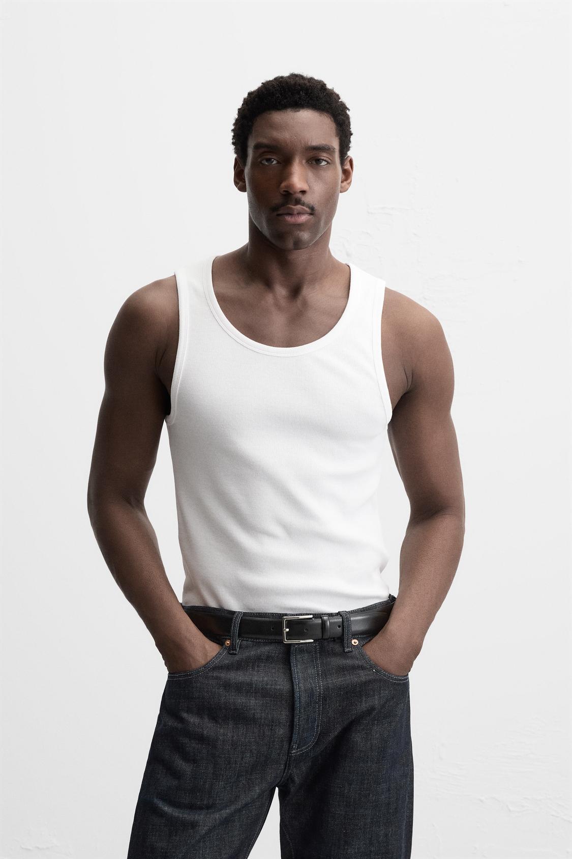 T-SHIRT DÉBARDEUR BASIQUE CÔTELÉ