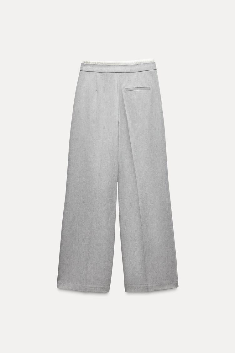Pantalon large a taille double - Gris
