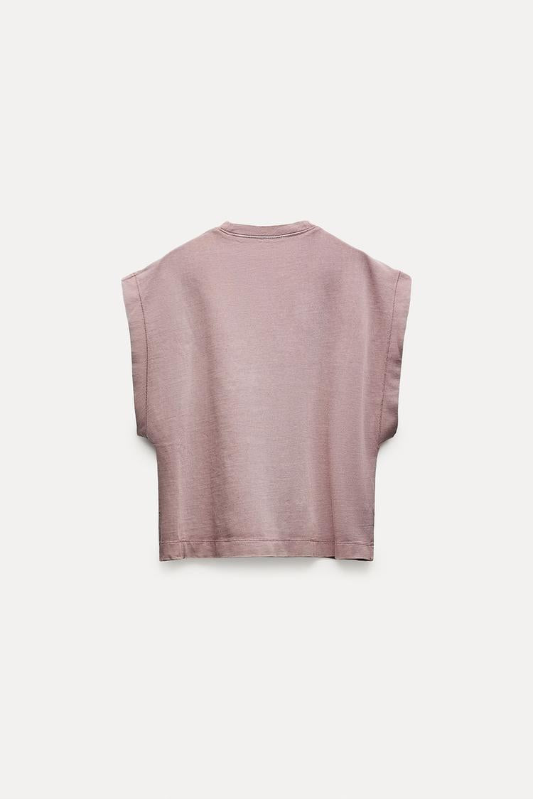T-shirt épais effet délavé - Mauve pastel