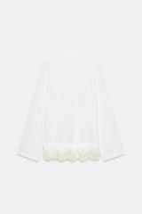 T-SHIRT EN MATIERES VARIEES AVEC DENTELLE