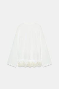 T-SHIRT EN MATIERES VARIEES AVEC DENTELLE