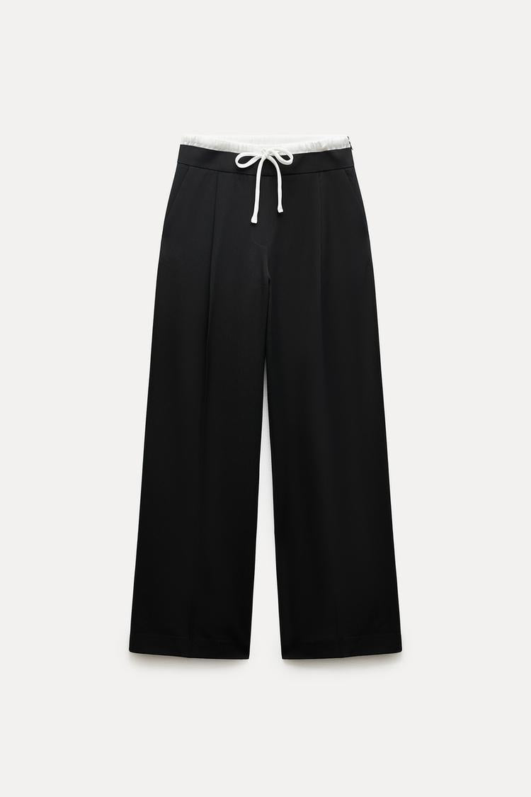 Pantalon large a taille double - Noir