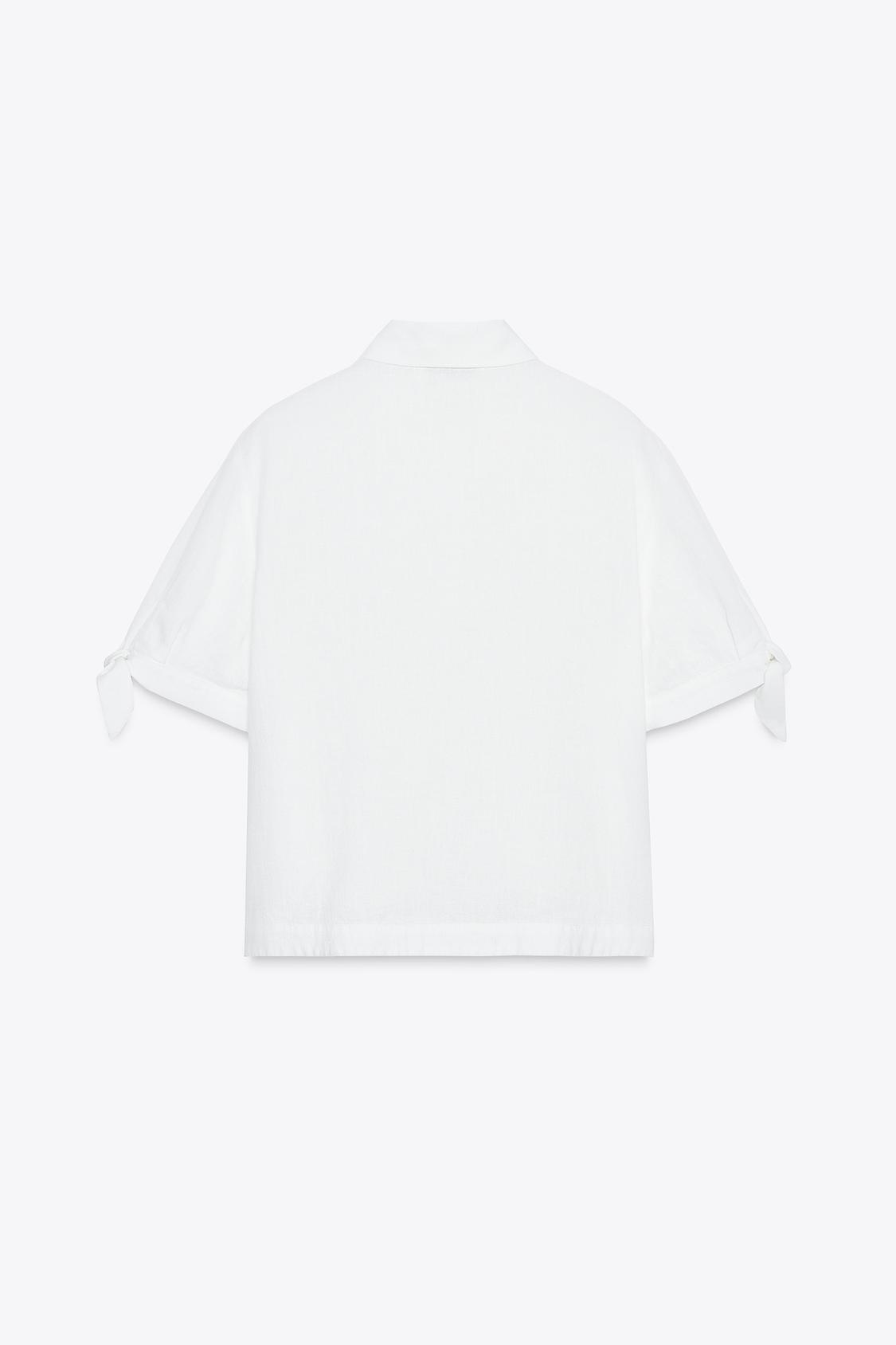 CHEMISE MANCHES COURTES AVEC LACETS EN RAMIE