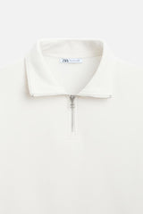 Sweat a zip sur le col - Blanc Cassé